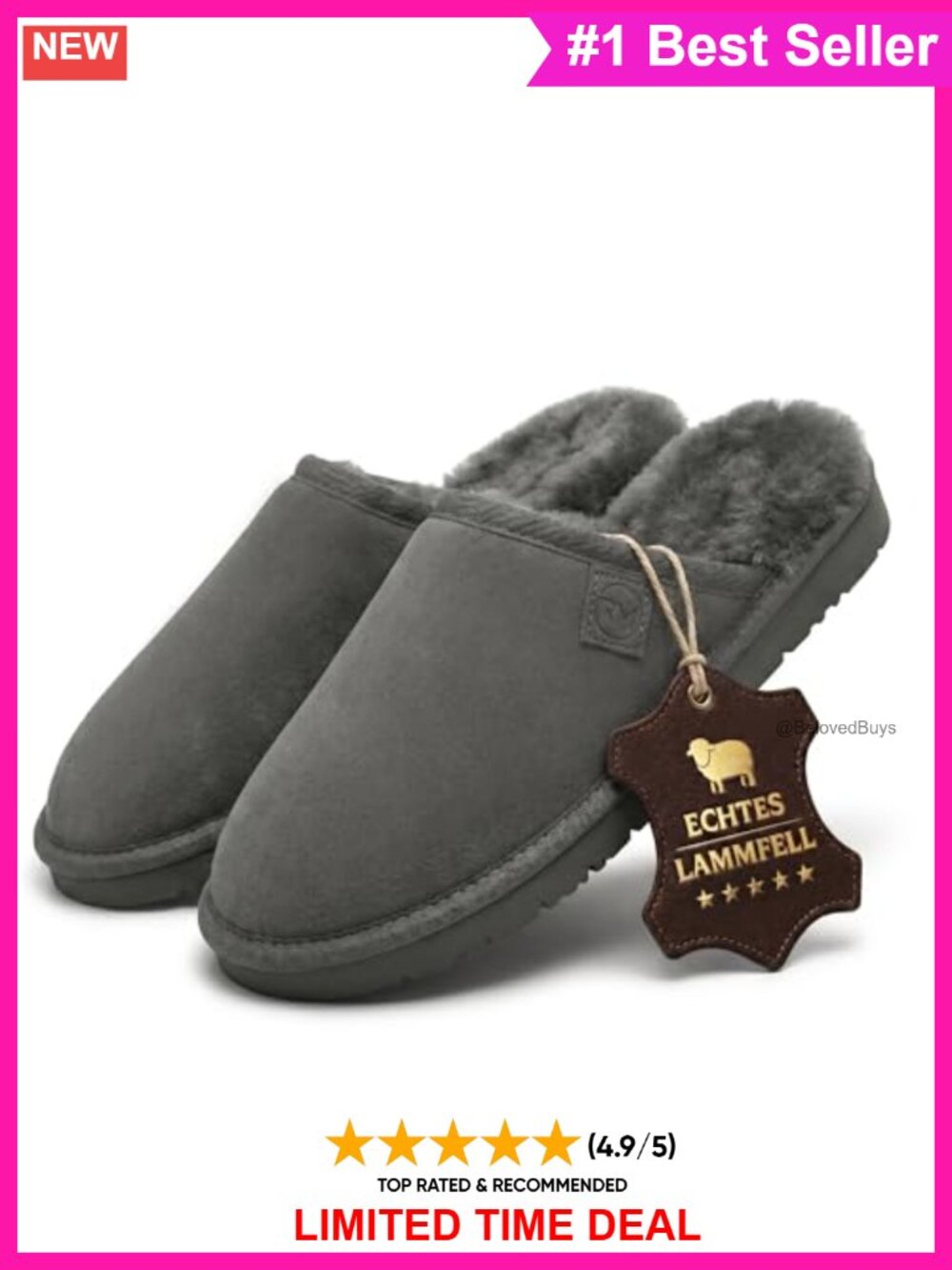 Sheepskin Suede Shearling Slippers Warm Indoor Outdoor Flat Footwear